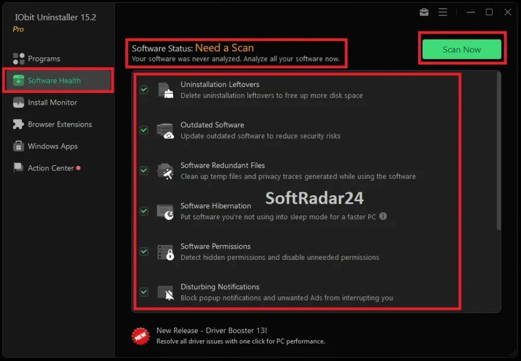 SoftRadar24 - IObit Uninstaller Software Health ScreenShot
