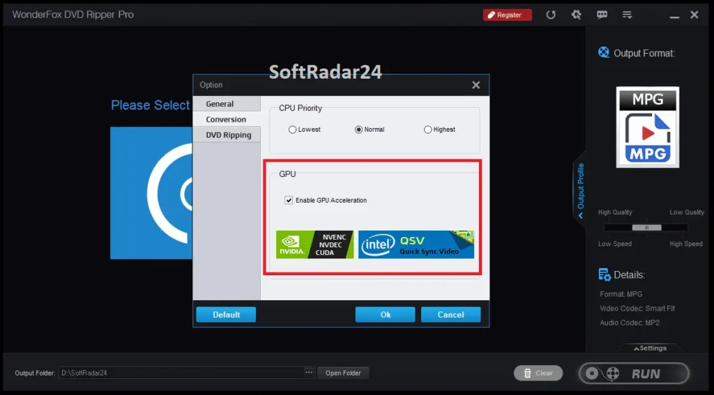 WonderFox DVD Ripper Pro gpu acceleration nvidia