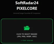 Main interface of SoftRadar24 PixelCore, designed to convert image to any format for free and compress WebP, PNG and JPEG images intelligently.