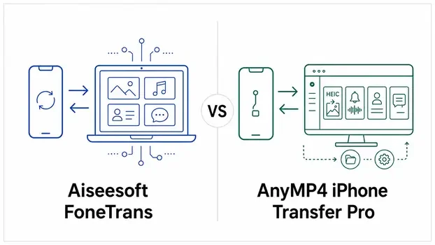 Aiseesoft FoneTrans vs AnyMP4 iPhone Transfer Pro comparison